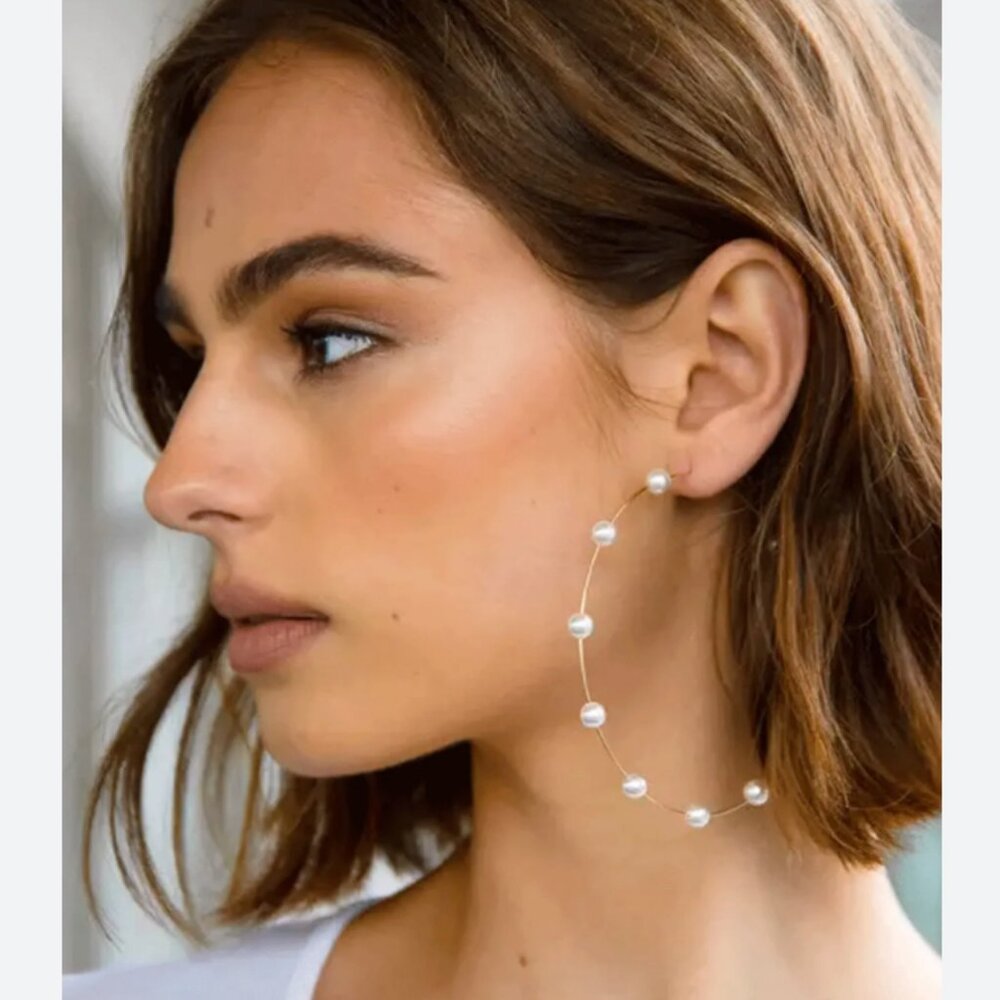 Large Hoop Pearl Earrings Lili Claspe Molly Hoops